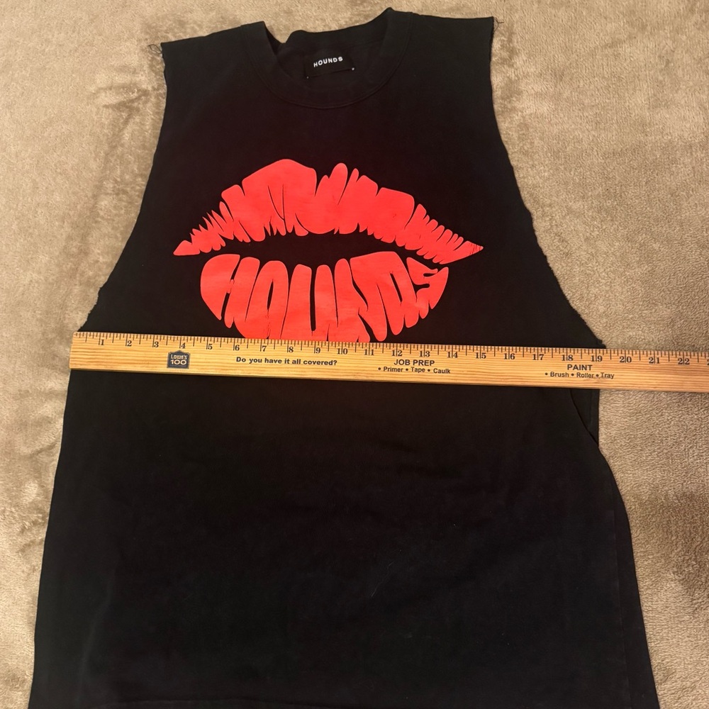 HOUNDS LIPS SLEEVELESS BLACK PINK GRAPHIC Y2K MEN LARGE TEE SHIRT RARE - Picture 4 of 6